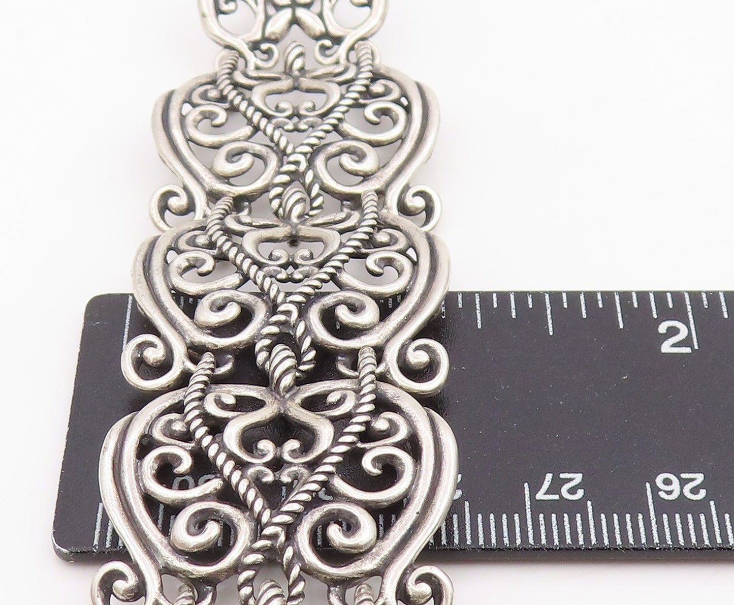 925 Sterling Silver Vintage Bracelet CAROLYN POLLACK Scrollwork Link BT11865