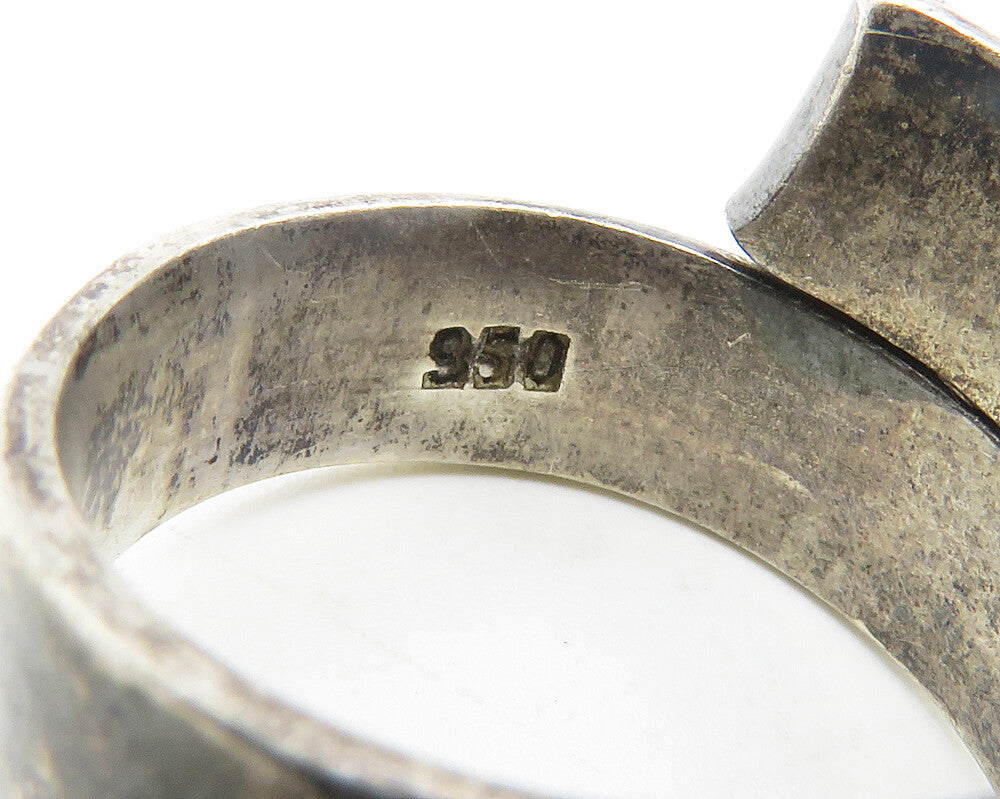 925 Sterling Silver Vintage Dark Tone Ribbon Wrap Band Ring Sz 7 RG11867