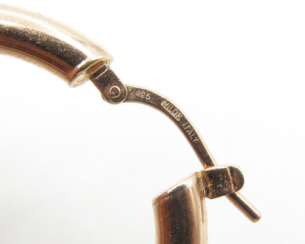 925 Sterling Silver Shiny Polished Rose Gold Plated Hoop Earrings EG9372