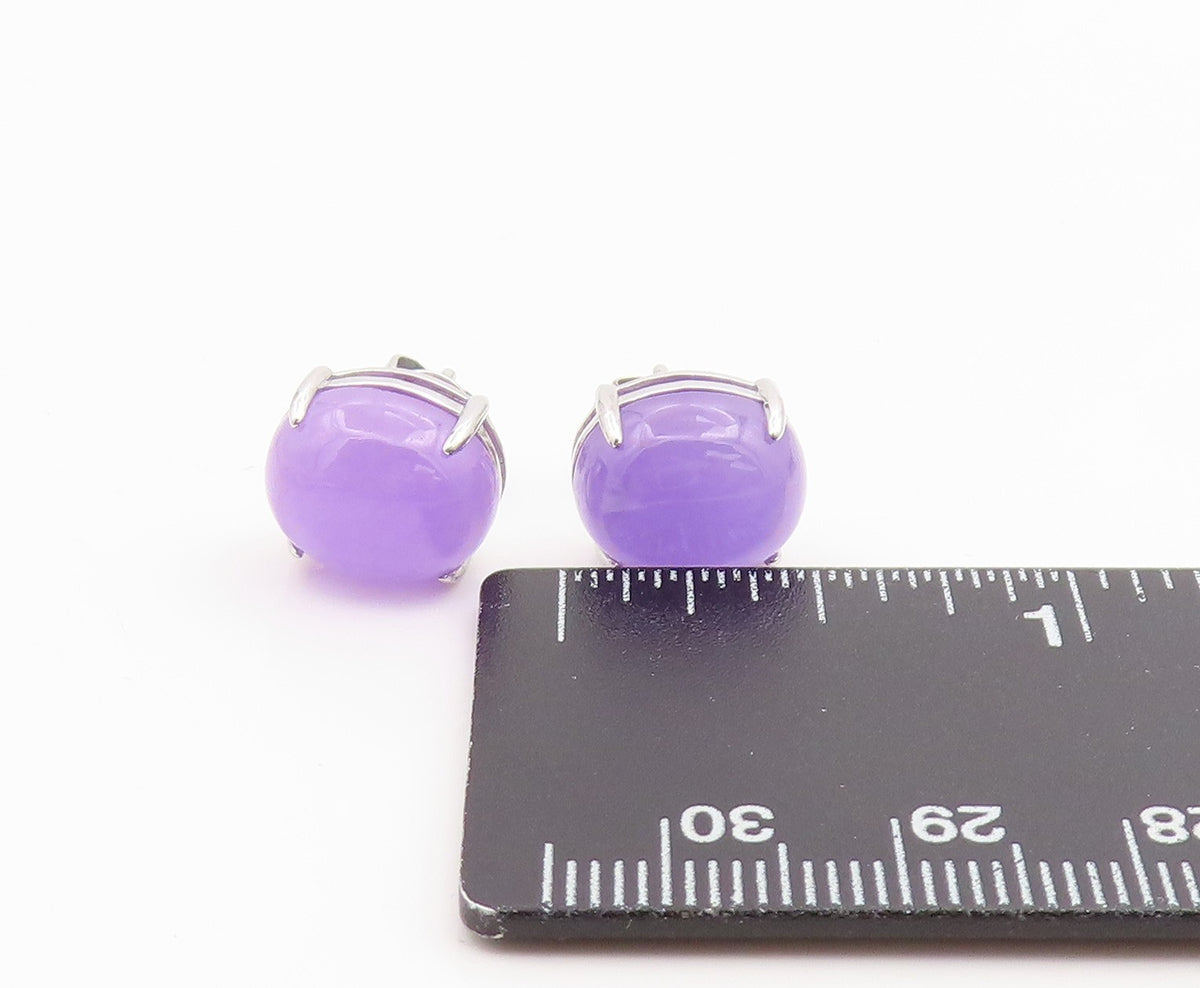 925 Sterling Silver Vintage Earrings Cabochon Amethyst Minimalist Stud EG14128