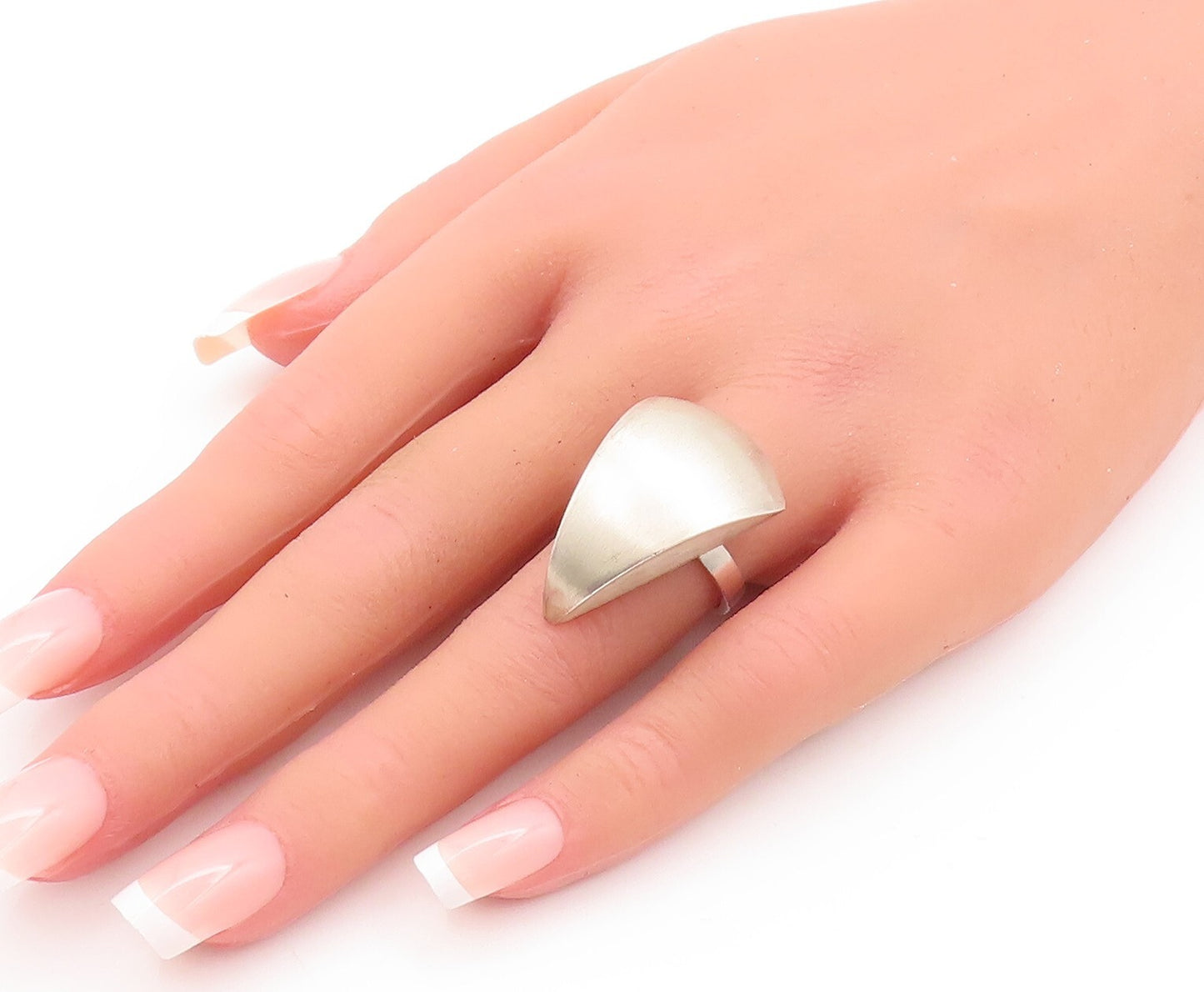 925 Sterling Silver Vintage Ring POLAND Designer Solid Triangle Sz 7 RG28842