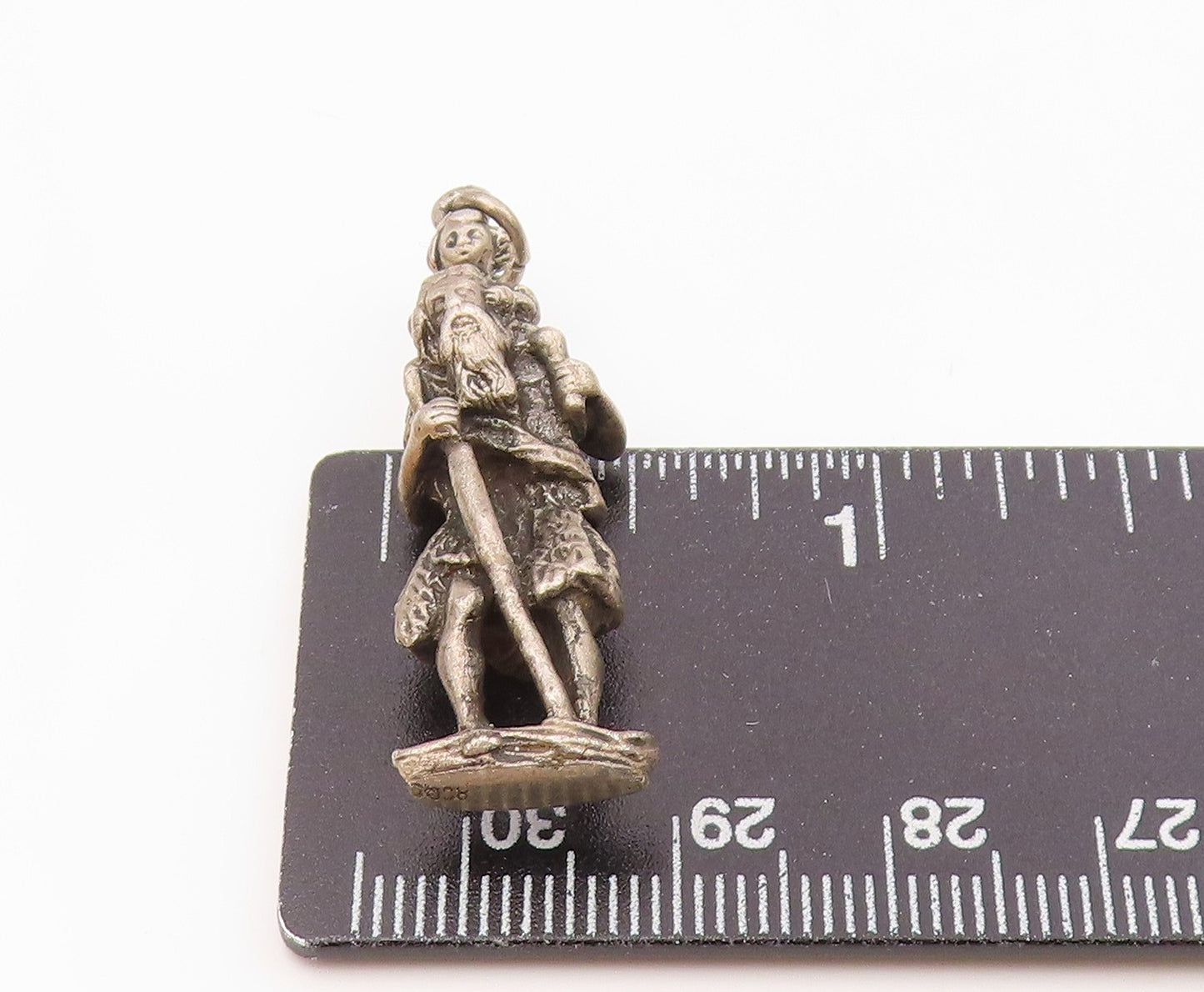 925 Sterling Silver Vintage Saint Christopher Religious Pendant PT16408