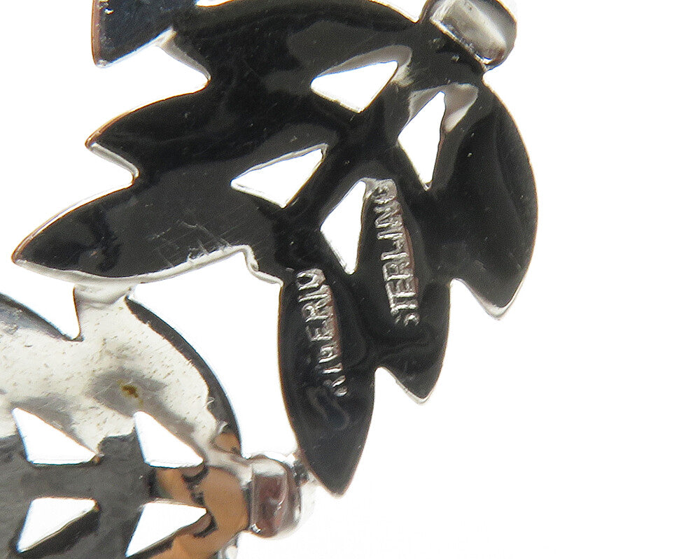925 Sterling Silver Vintage Sparkling Floral Wreath Motif Brooch Pin BP5205