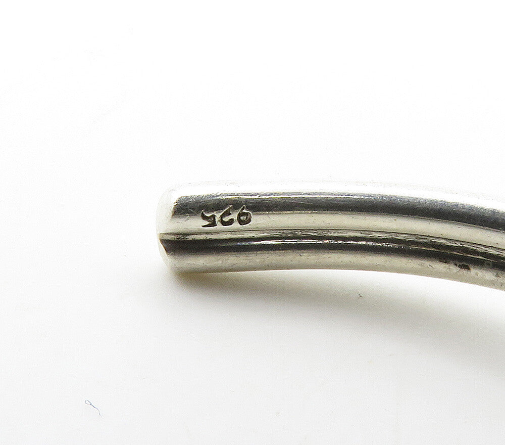 925 Sterling Silver Vintage Shiny Smooth Open Loop Cuff Bracelet BT6041