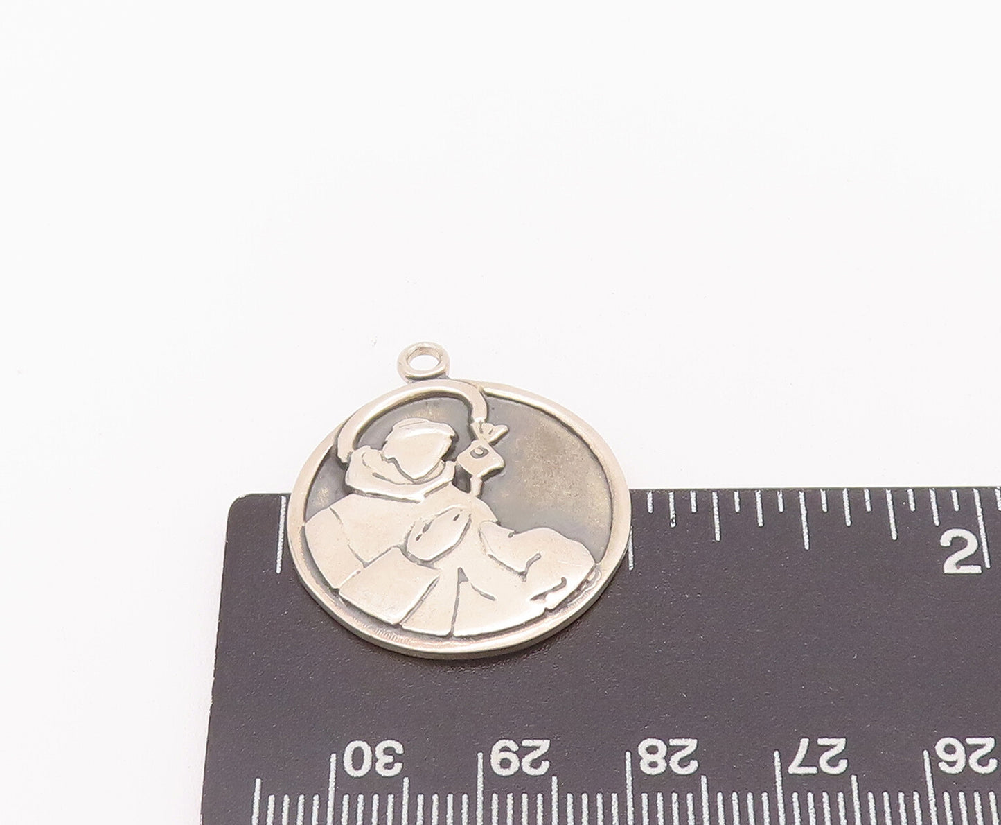 925 Sterling Silver Vintage Pendant St. Antony Coin Saint Of Lost Things PT22826