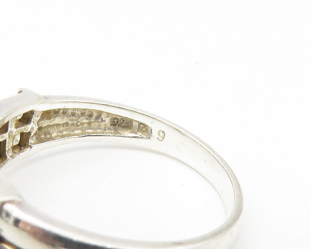 ROSS SIMON 925 Silver Vintage Prong Set Cubic Zirconia Band Ring Sz 9 RG10783