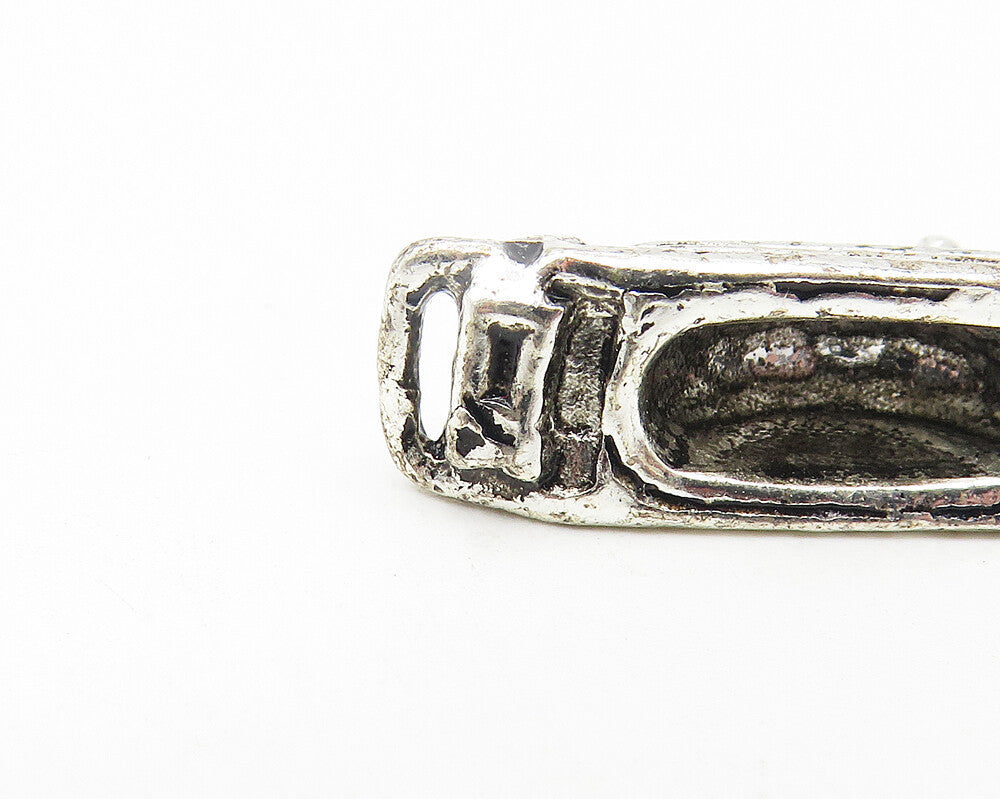 925 Sterling Silver Vintage Petite Oxidized Ferry Boat Drop Pendant PT9253