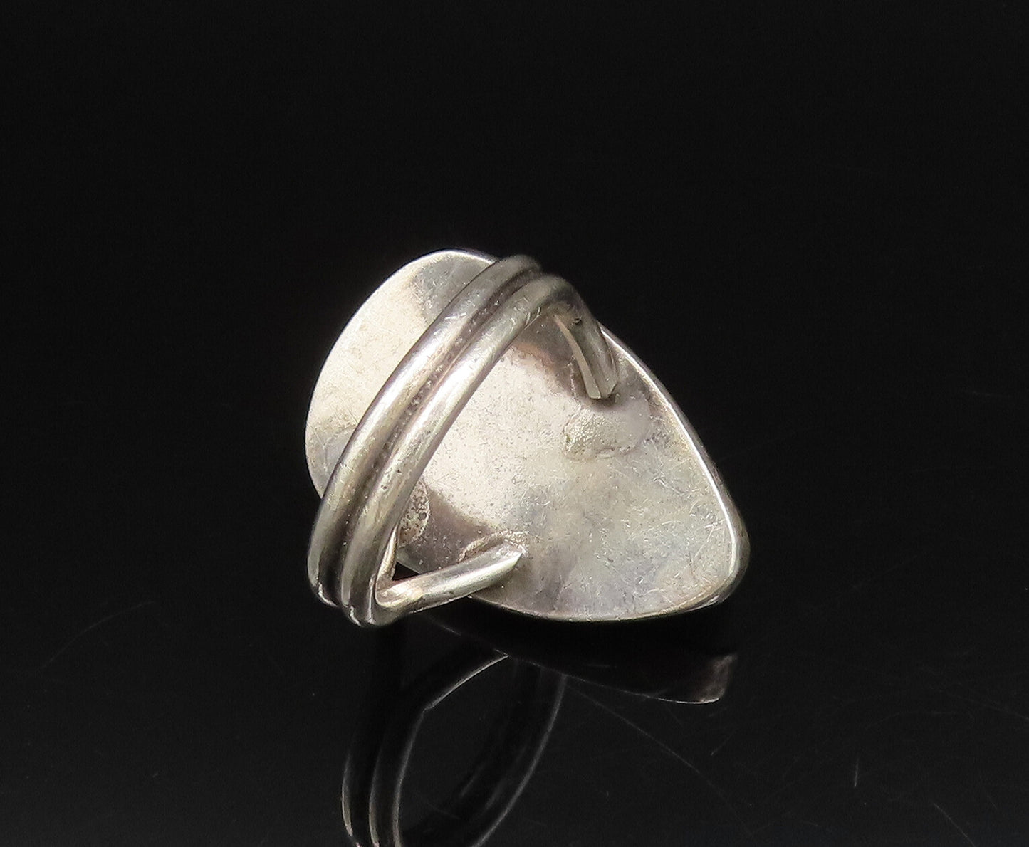 925 Sterling Silver Vintage Carved Warrior Face Jade Ring Sz 8 RG26118