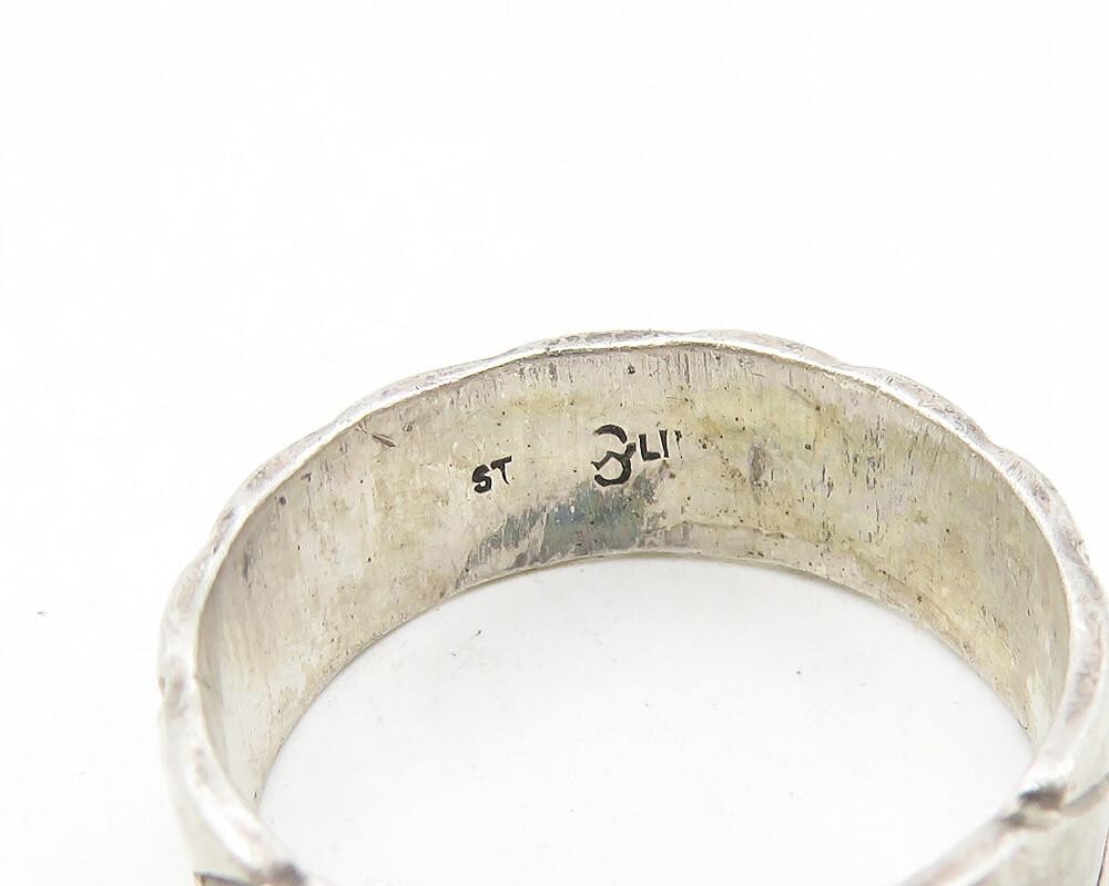 925 Sterling Silver Vintage Chain Link Pattern Round Band Ring Sz 6 RG11132