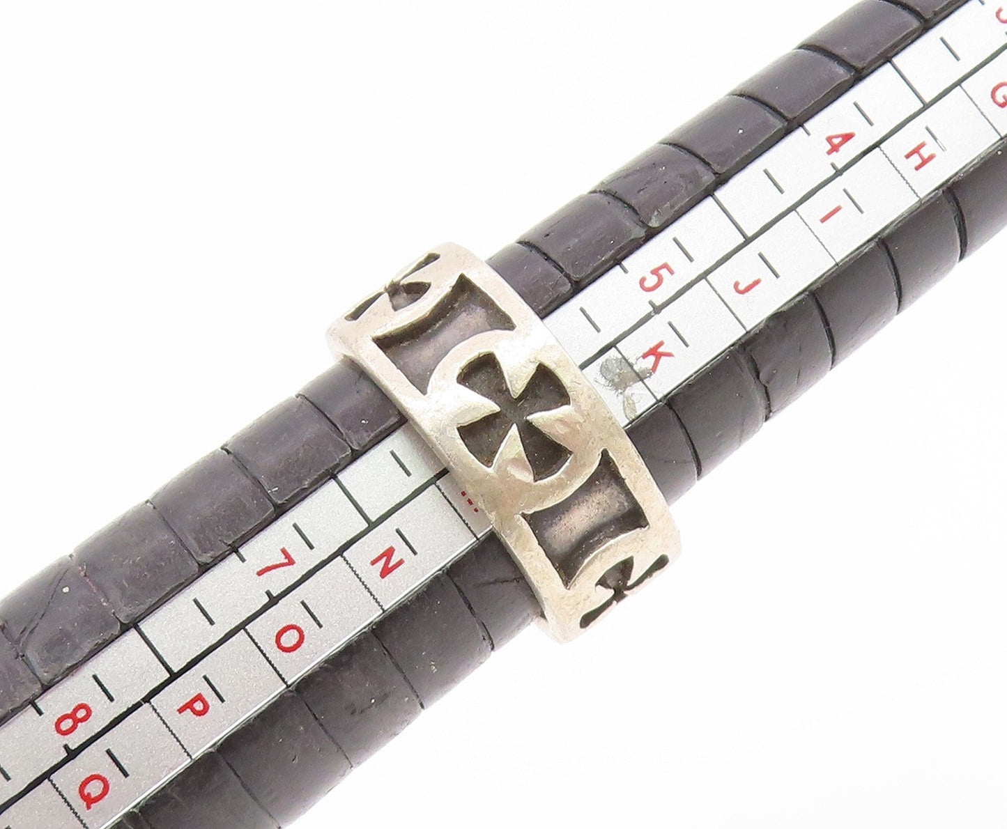 925 Sterling Silver Vintage Ring Religious Cross Cutout Band Sz 5.5 RG35155