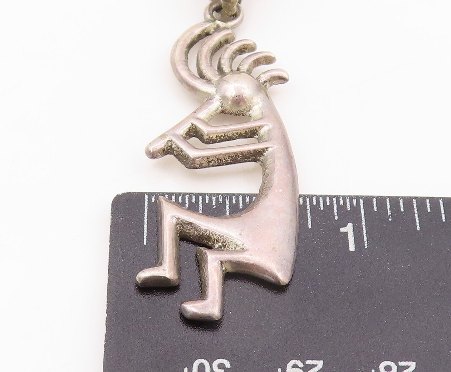 925 Sterling Silver Vintage Pendant NAVAJO ZUNI Tribal Man Playing Music PT23889
