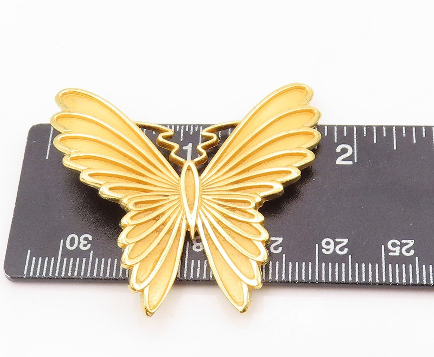 925 Sterling Silver Vintage Pendant Gold Plated Carved Large Butterfly PT23890
