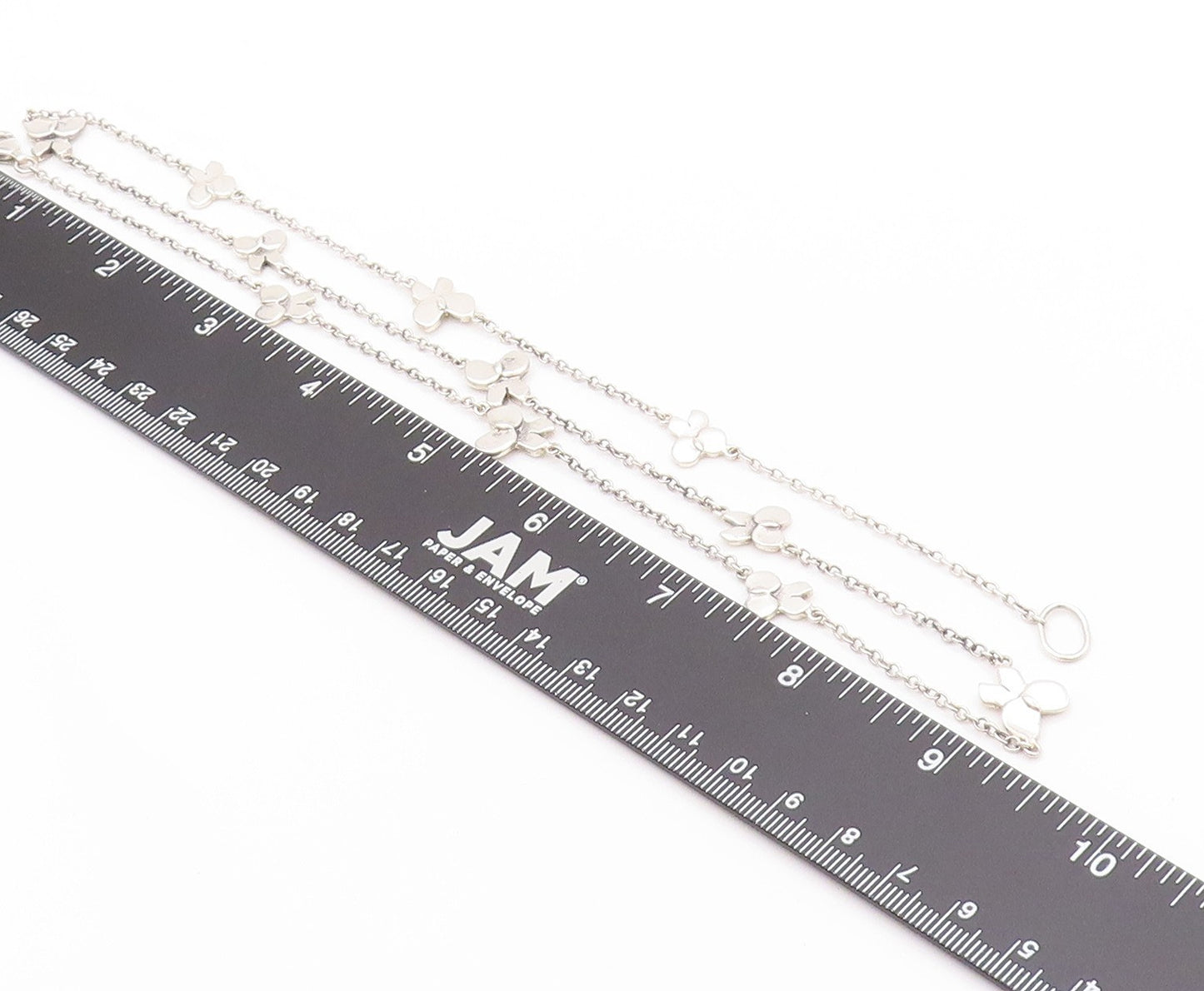 925 Sterling Silver Vintage Necklace Chained Linked Cutout Bows NE4578