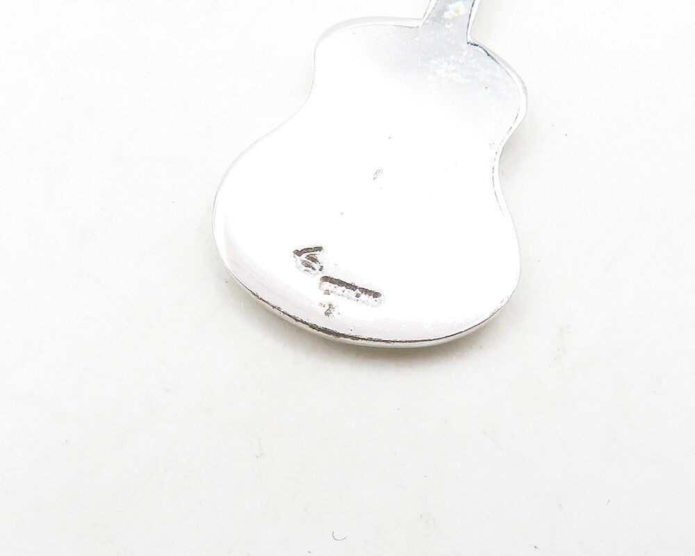 925 Sterling Silver Vintage Shiny Guitar Instrument Motif Pendant PT15534