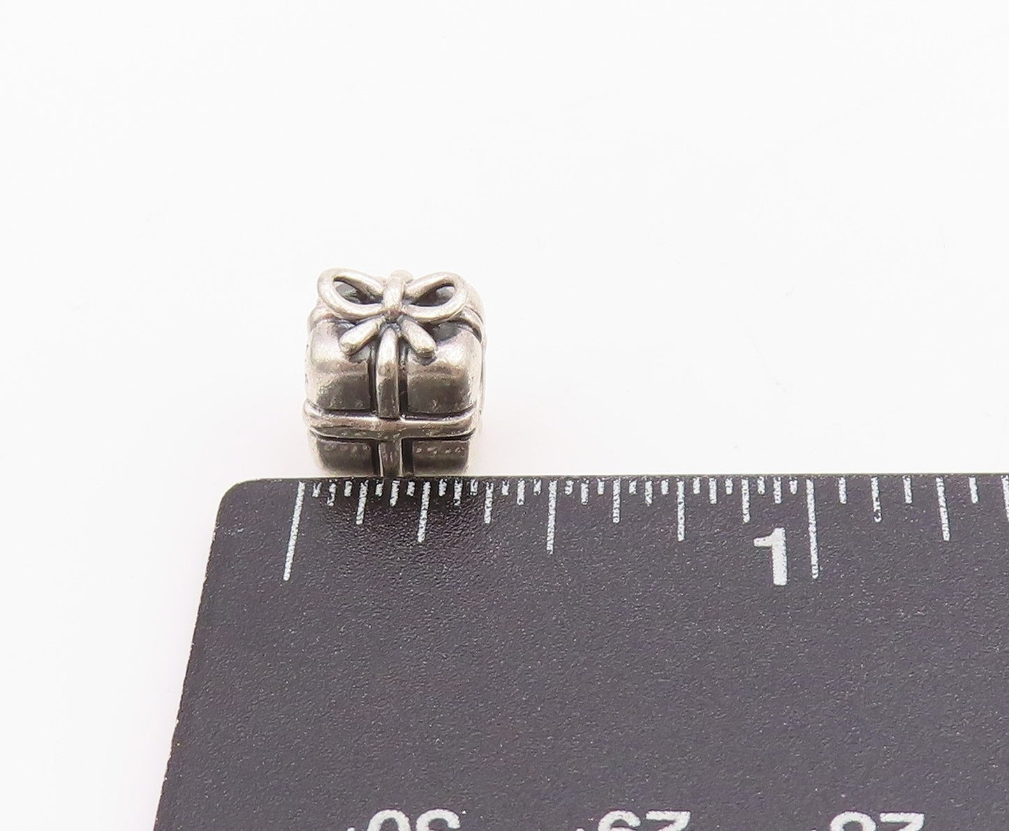 925 Sterling Silver Vintage Pendant PANDORA Carved Gift Box Charm PT24499