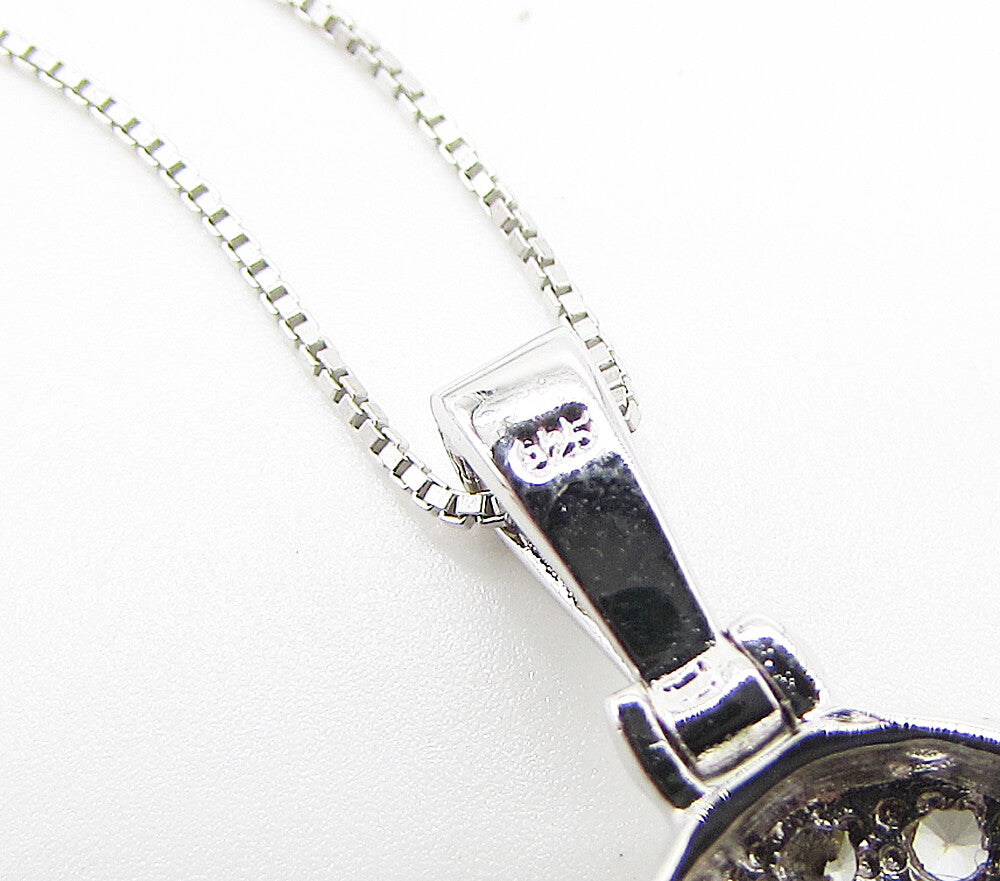 925 Sterling Silver White Cubic Zirconia Love Heart Pendant & Chain PT2464