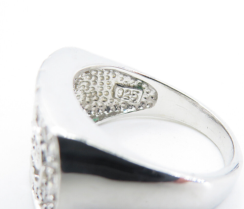 925 Sterling Silver White Topaz Shiny Square Dome Band Ring Sz 6 RG6379