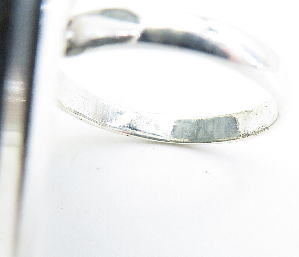 925 Sterling Silver Love Heart Shaped Green Jasper Cocktail Ring Sz 9 RG7743