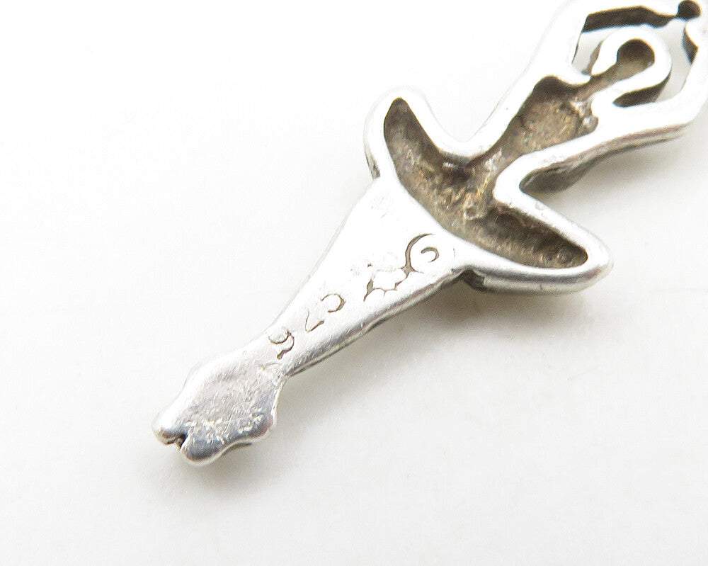 925 Sterling Silver Vintage Shiny Petite Ballet Dancer Motif Pendant PT14507
