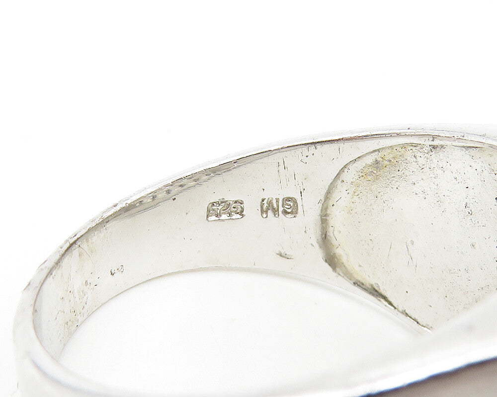 925 Sterling Silver Vintage Cubic Zirconia Square Band Ring Sz 12 RG11030