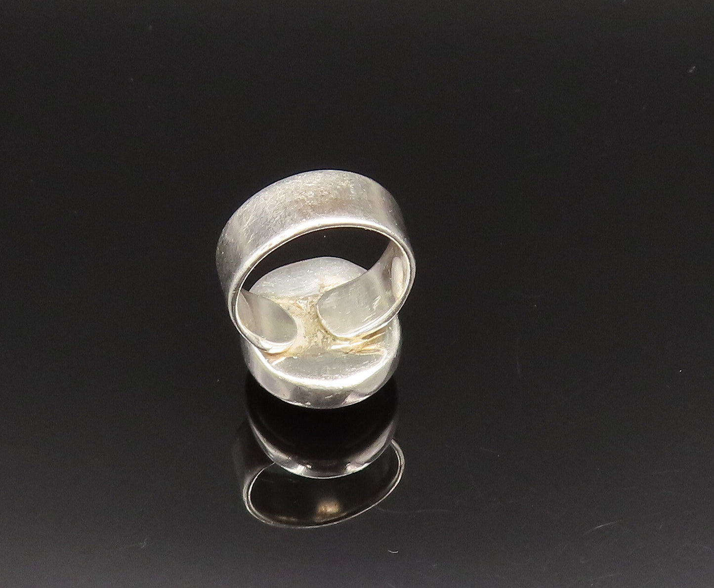 925 Sterling Silver Vintage Unique Splash Art Glass Ring Sz 6.5 RG25554