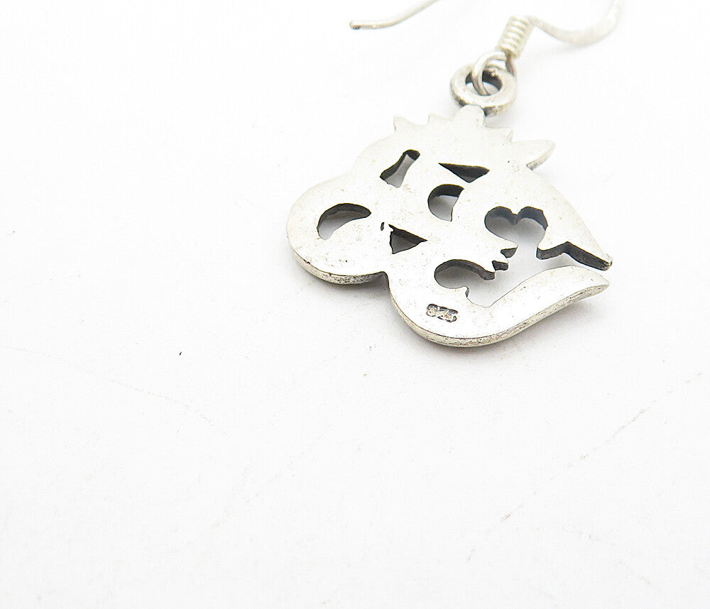 925 Sterling Silver Vintage Om Spiritual Symbol Dangle Earrings EG3495