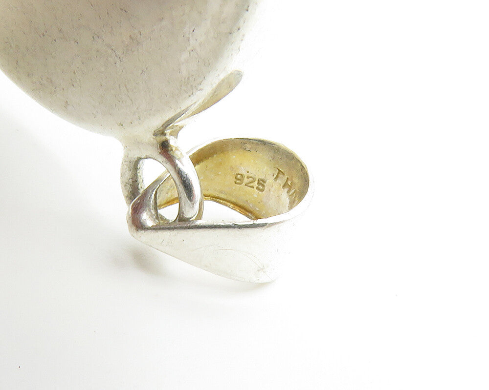 925 Sterling Silver Vintage Mother Of Pearl Mosaic Round Pendant PT11442