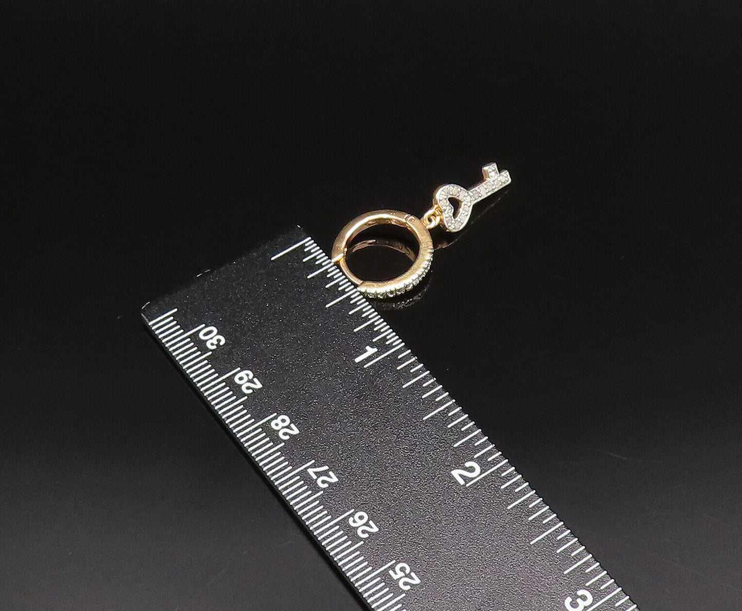 925 Silver Vintage Gold Plated Genuine Diamonds Love Key Earrings EG12071