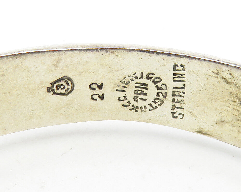 TPN MEXICO 925 Silver Vintage Cutout Floral Pattern Bangle Bracelet BT7449