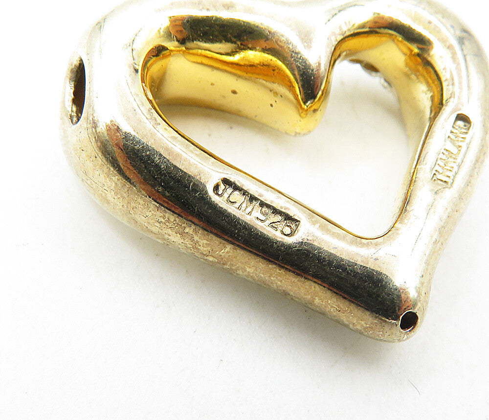 925 Sterling Silver Cubic Zirconia Gold Plated Love Heart Pendant PT6629