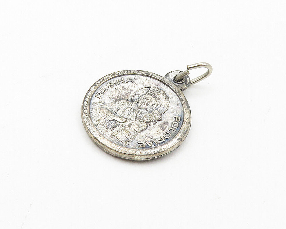 925 Silver Vintage Joannes Paulus Regina Poloniae Medallion Pendant PT14331