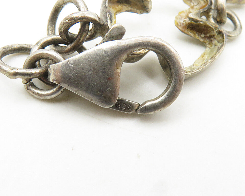 IRELAND 925 Silver Vintage Dark Tone Open Clovers Chain Bracelet BT7133