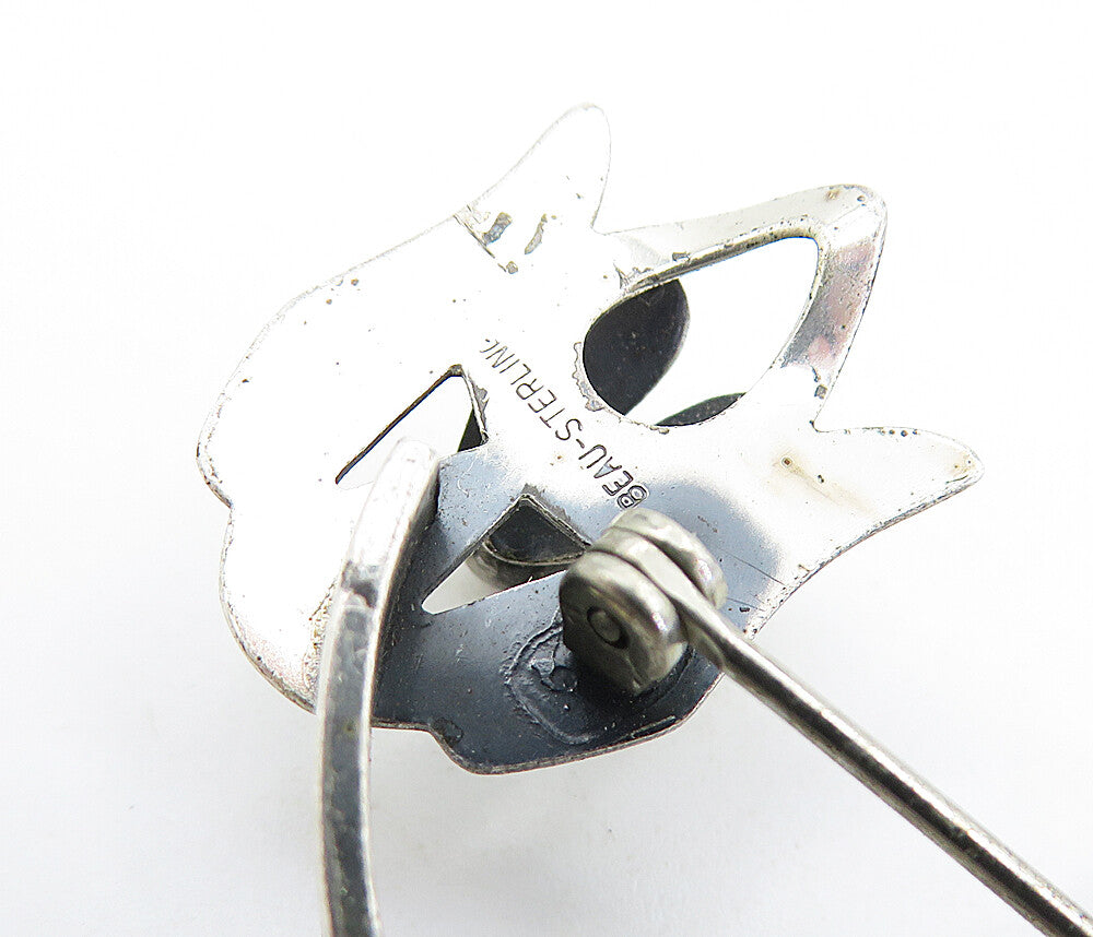 BEAU 925 Sterling Silver Vintage Modernist Designed Dog Brooch Pin BP2524