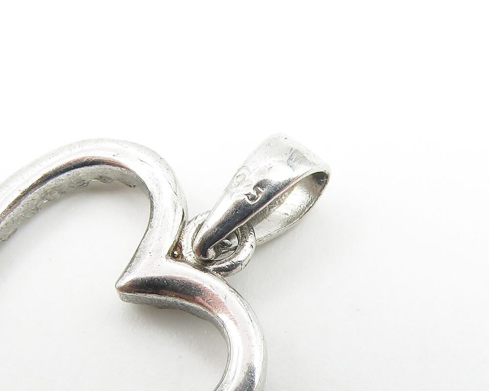 925 Sterling Silver Sparkling Cubic Zirconia Open Love Heart Pendant PT8627