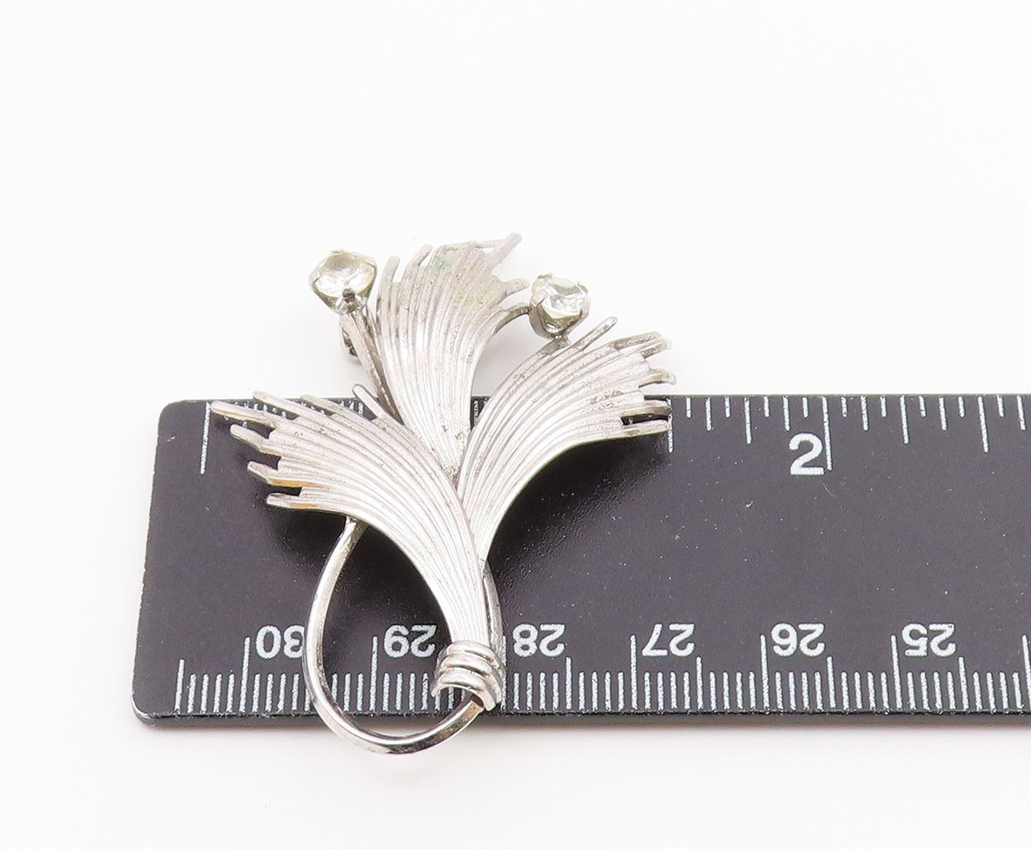 LORAN SIM 925 Sterling Silver Vintage Shiny Topaz Floral Brooch Pin BP9078