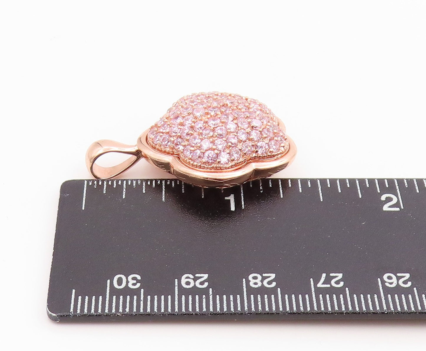 925 Sterling Silver Vintage Pendant Gold Plated Pink Topaz Lucky Clover PT26074