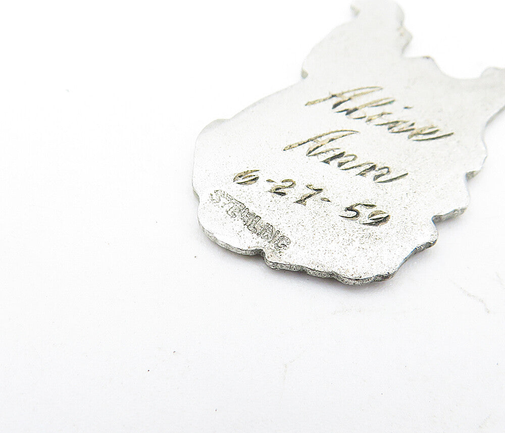 925 Sterling Silver Vintage Enamel West Virginia State Map Pendant PT4793