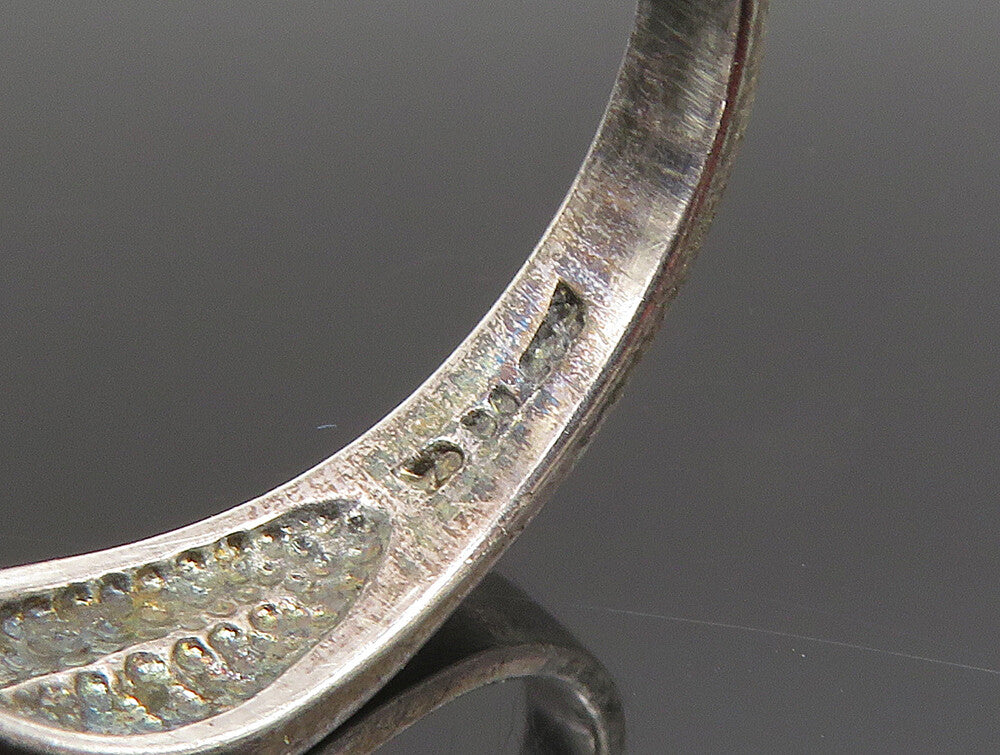 925 Silver Vintage Marquise Cubic Zirconia Concave Shank Ring Sz 10 RG25311