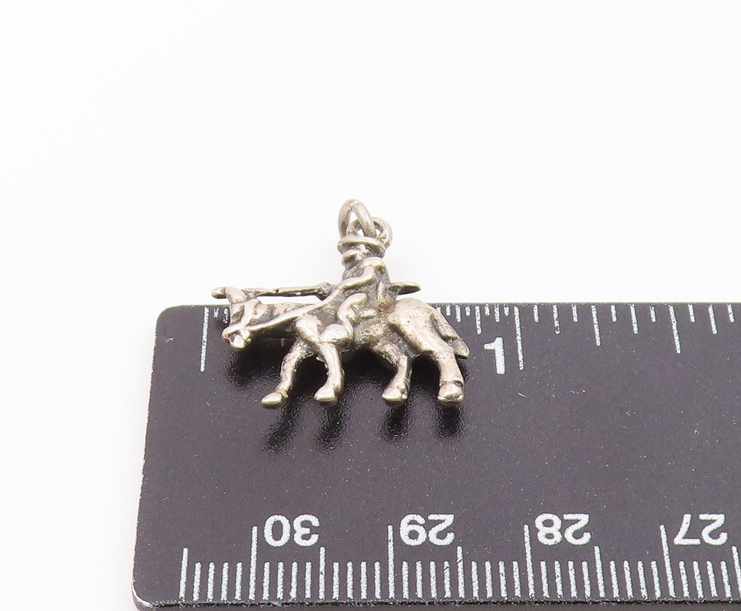925 Sterling Silver Vintage Petite Man Riding Horse Pendant PT15896