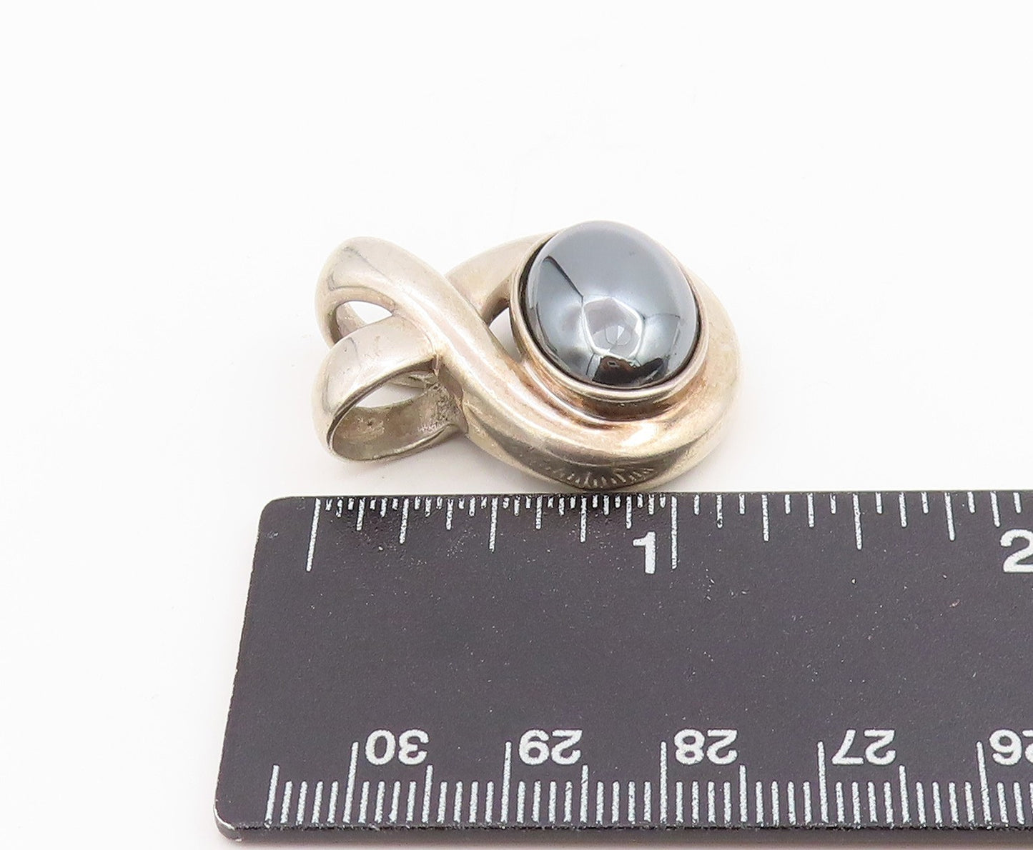 925 Sterling Silver Vintage Pendant ESPO SIG Modernist Hematite Charm PT25678