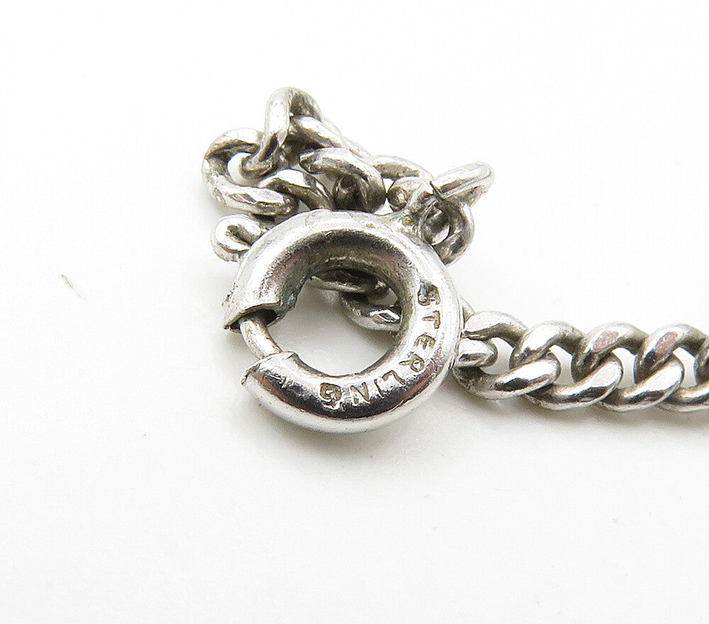 925 Sterling Silver Vintage Sparkling Floral Ribbon Chain Necklace NE2619