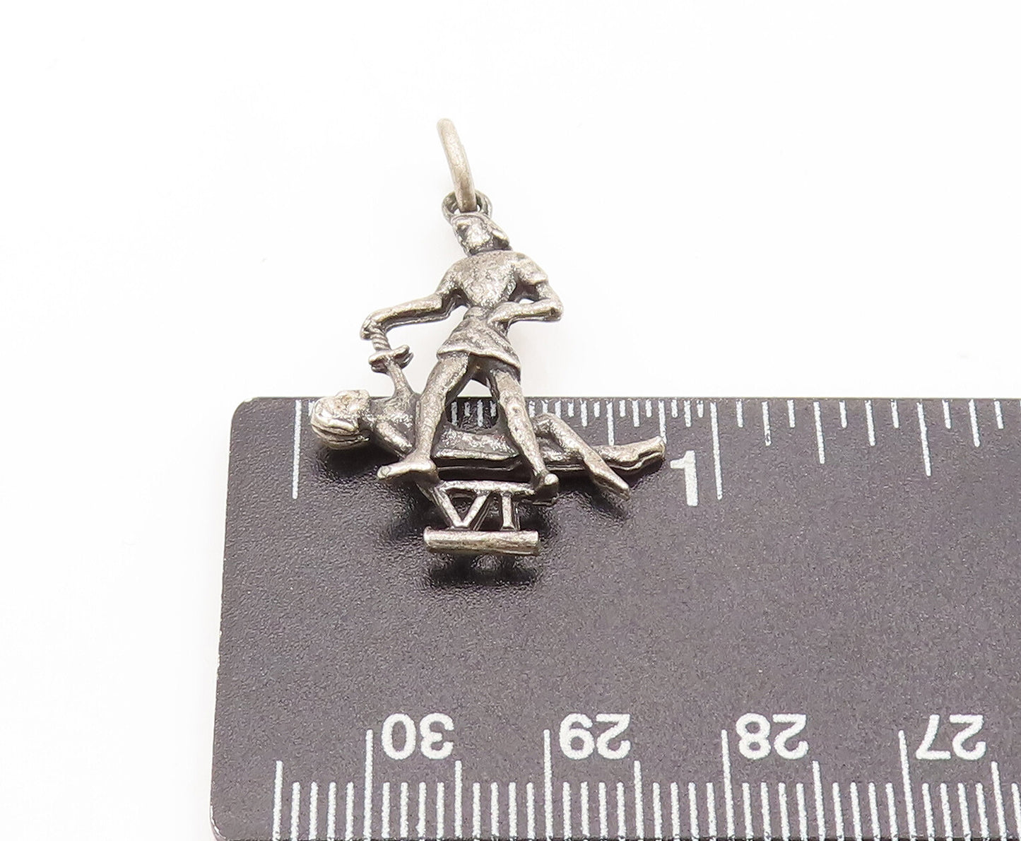 925 Sterling Silver Vintage Pendant Carved Religious Sixth Commandment PT22467