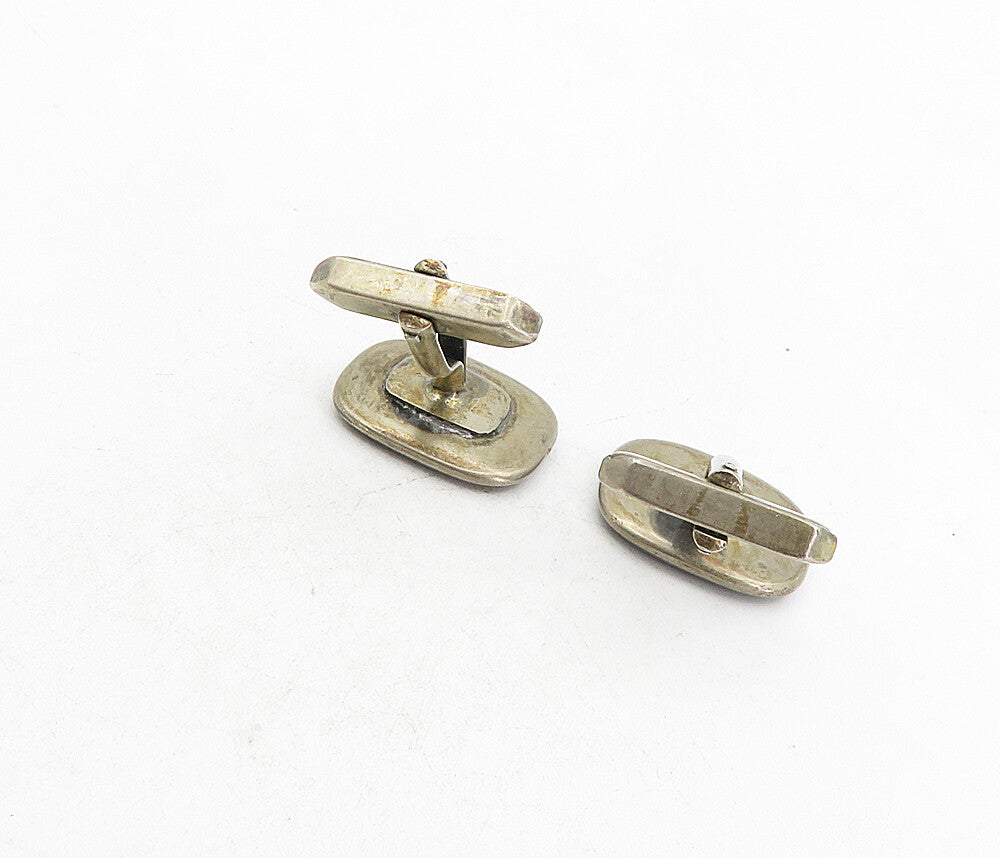925 Sterling Silver Vintage Abalone Shell Rounded Square Cuff Links TR1459