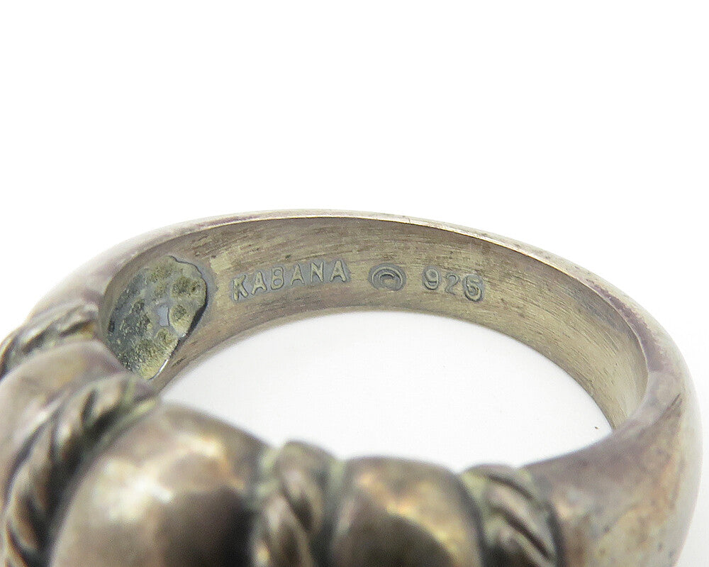 KABANA 925 Sterling Silver Vintage Dark Tone Dome Band Ring Sz 6 RG10888