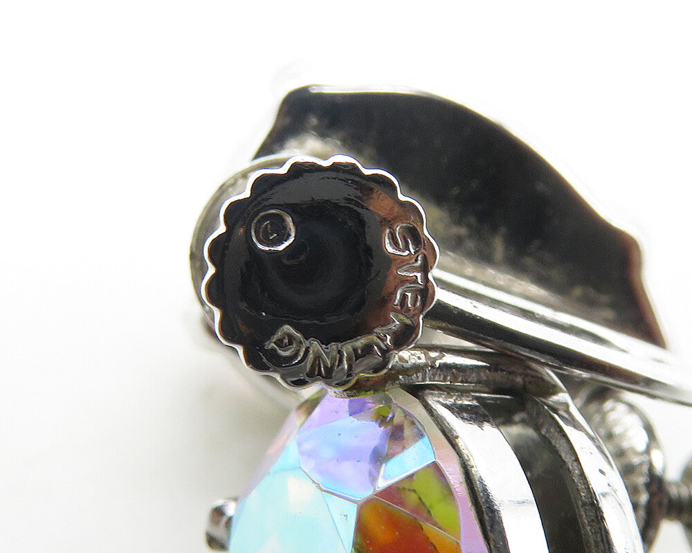 925 Sterling Silver Tear Drop Rainbow Topaz Non Pierce Drop Earrings EG9172