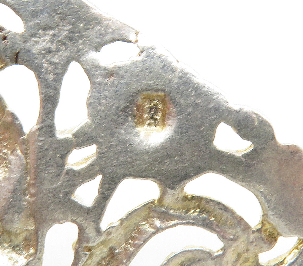 925 Sterling Silver Vintage Shiny Diamond Cut Dragon Motif Pendant PT12924