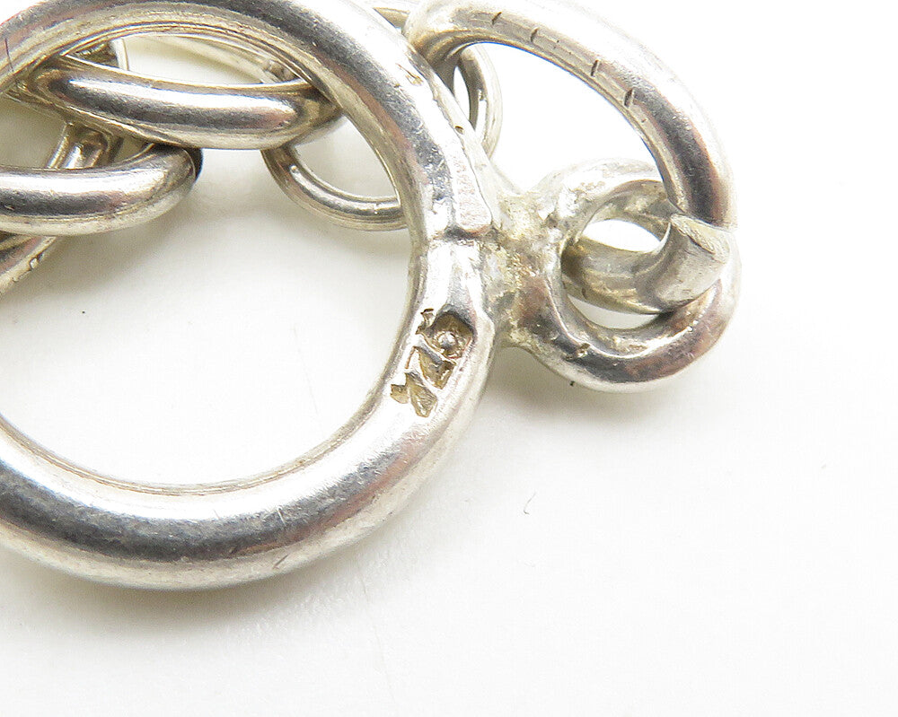 925 Sterling Silver Vintage Shiny Hammered Oval Link Chain Necklace NE2940