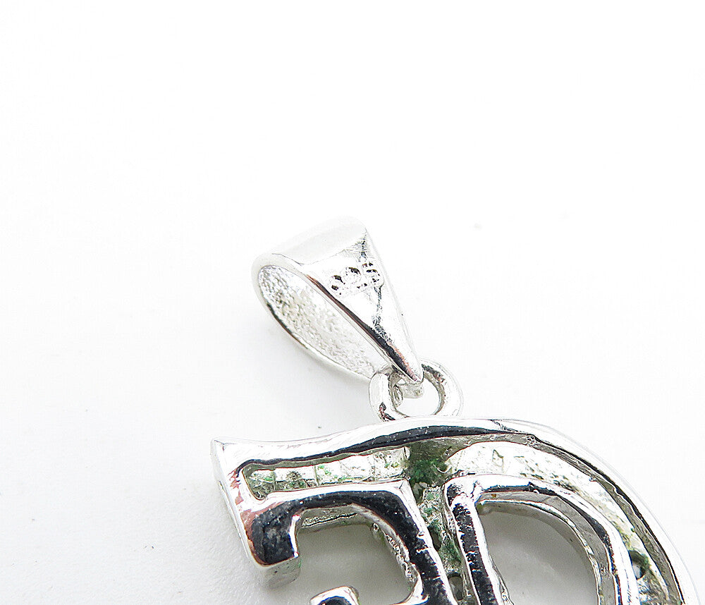 925 Sterling Silver Sparkling Topaz Letter F Initial Drop Pendant PT5350