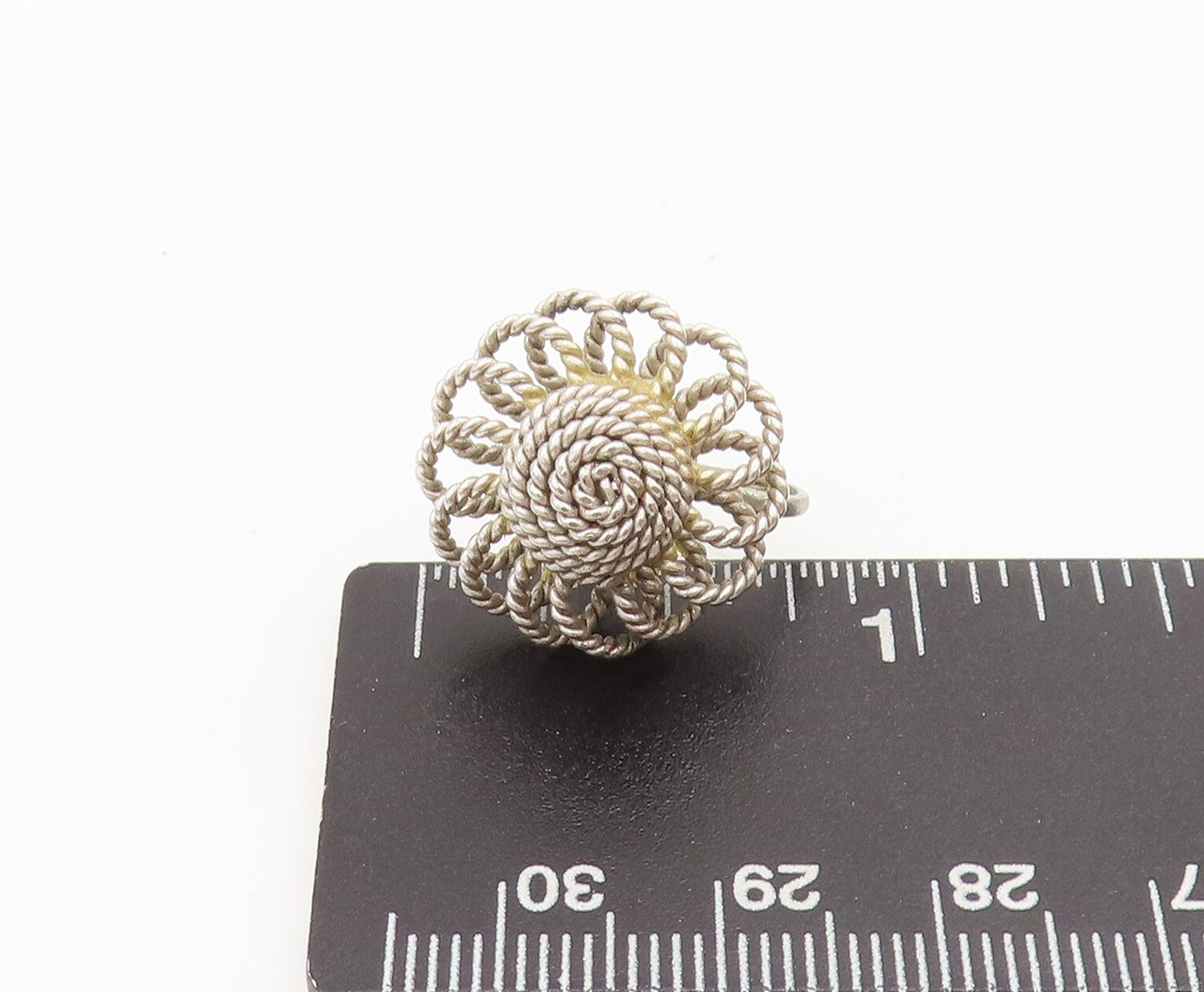 925 Sterling Silver Vintage Twisted Rope Flower Screw Back Earrings EG12629