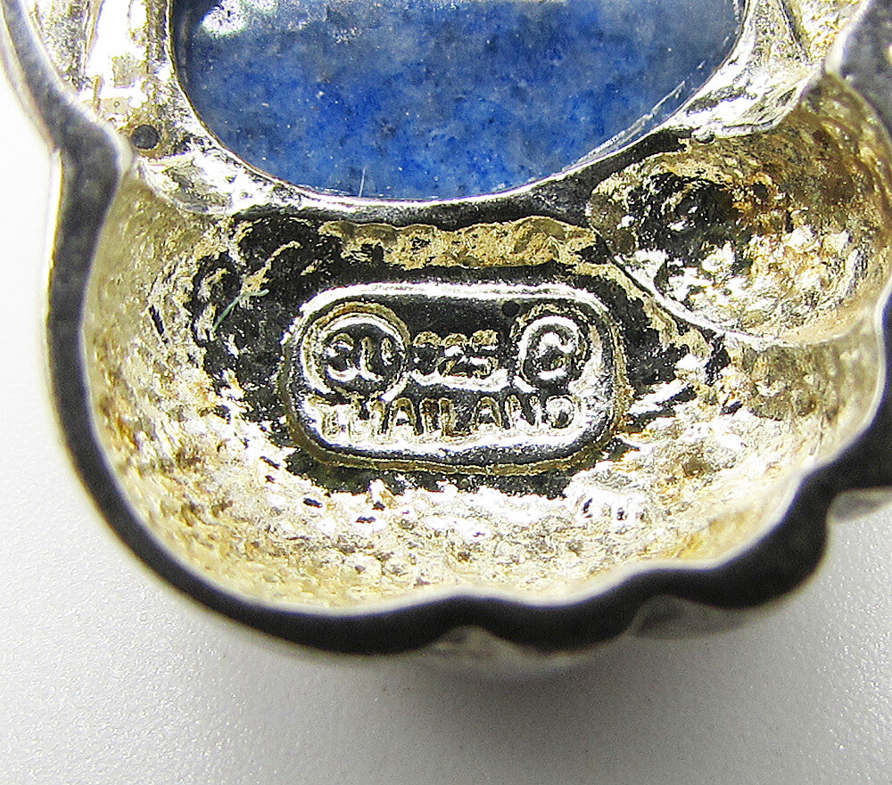 925 Sterling Silver Vintage Bezel Set Sodalite Slider Pendant PT2324